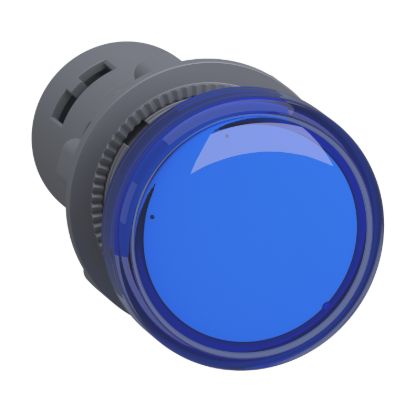 Picture of Monolithic pilot light, Easy Harmony XA2, plastic, blue, 22mm, integral LED, screw clamp terminals, 24V AC DC