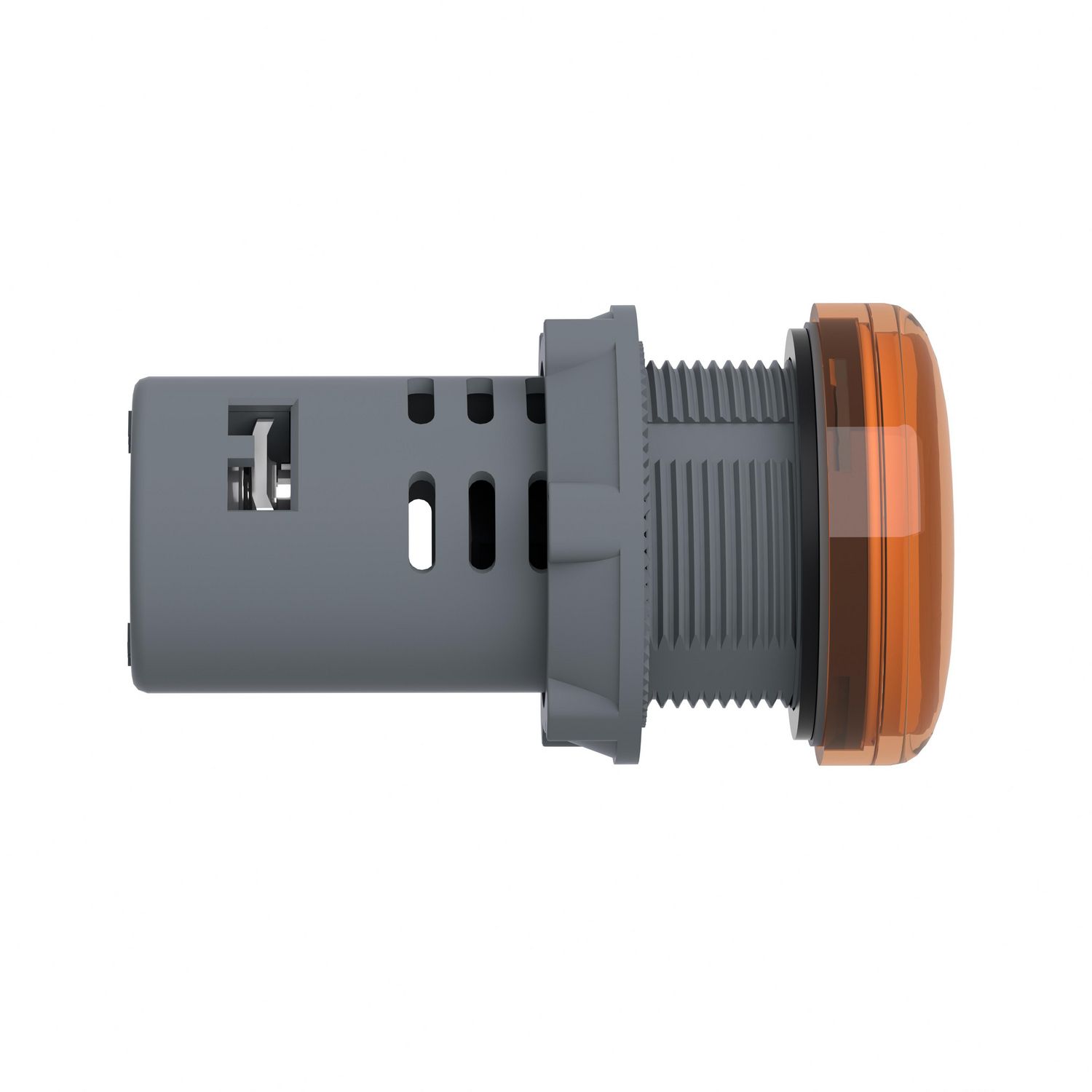 Picture of Monolithic pilot light, Easy Harmony XA2, plastic, amber, 22mm, integral LED, screw clamp terminals, 30V AC DC