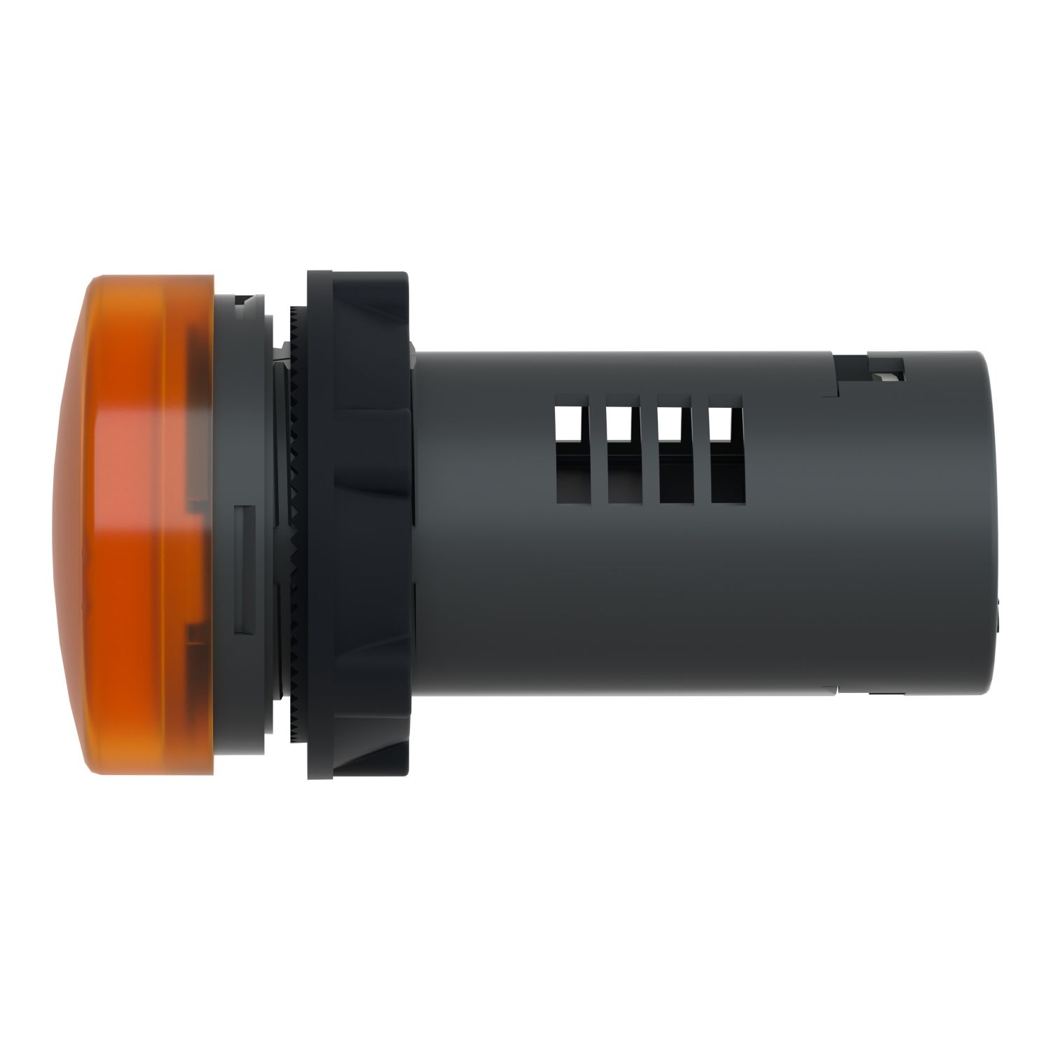 Picture of Monolithic pilot light, Easy Harmony XA2, plastic, amber, 22mm, integral LED, screw clamp terminals, 30V AC DC
