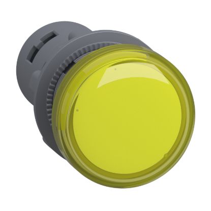 Picture of Easy Harmony XA2E, Monolithic pilot light, plastic, yellow, 22mm, integral LED, screw clamp terminals, 30V AC DC