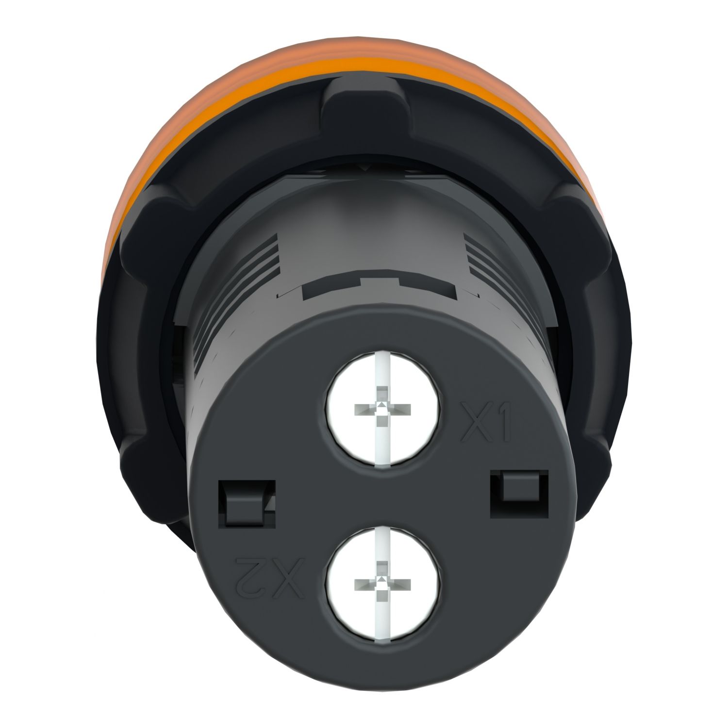 Picture of Monolithic pilot light, Easy Harmony XA2, plastic, amber, 22mm, integral LED, screw clamp terminals, 48V AC DC
