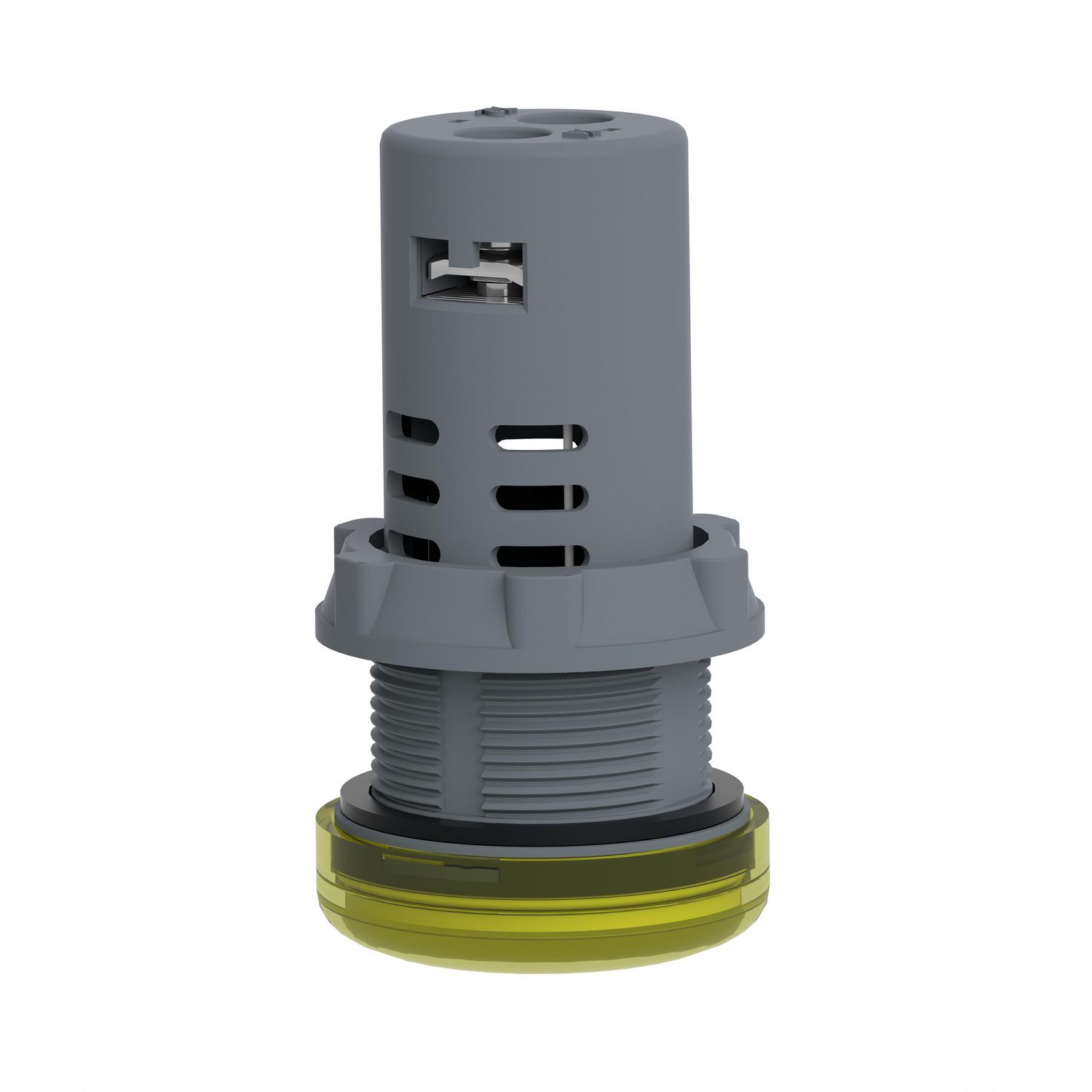 Picture of Monolithic pilot light, Easy Harmony XA2, plastic, yellow, 22mm, integral LED, screw clamp terminals, 60…63.5V AC DC