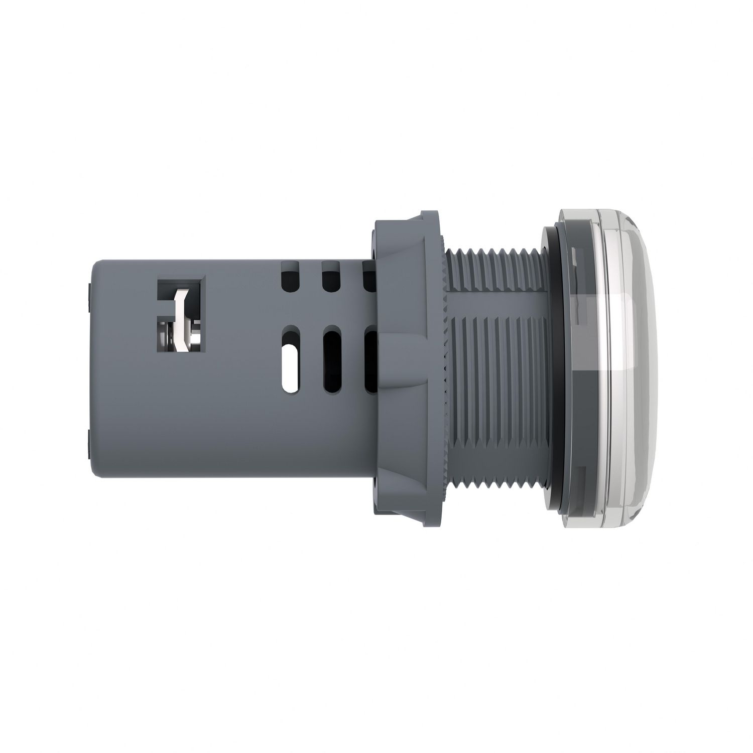 Picture of Monolithic pilot light, Easy Harmony XA2E, plastic, white, 22mm, integral LED, screw clamp terminals, 110V AC DC, anti interference