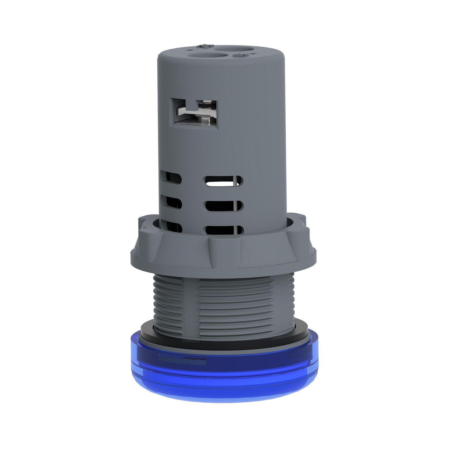 Picture of Monolithic pilot light, Easy Harmony XA2, plastic, blue, 22mm, integral LED, screw clamp terminals, 12V AC DC