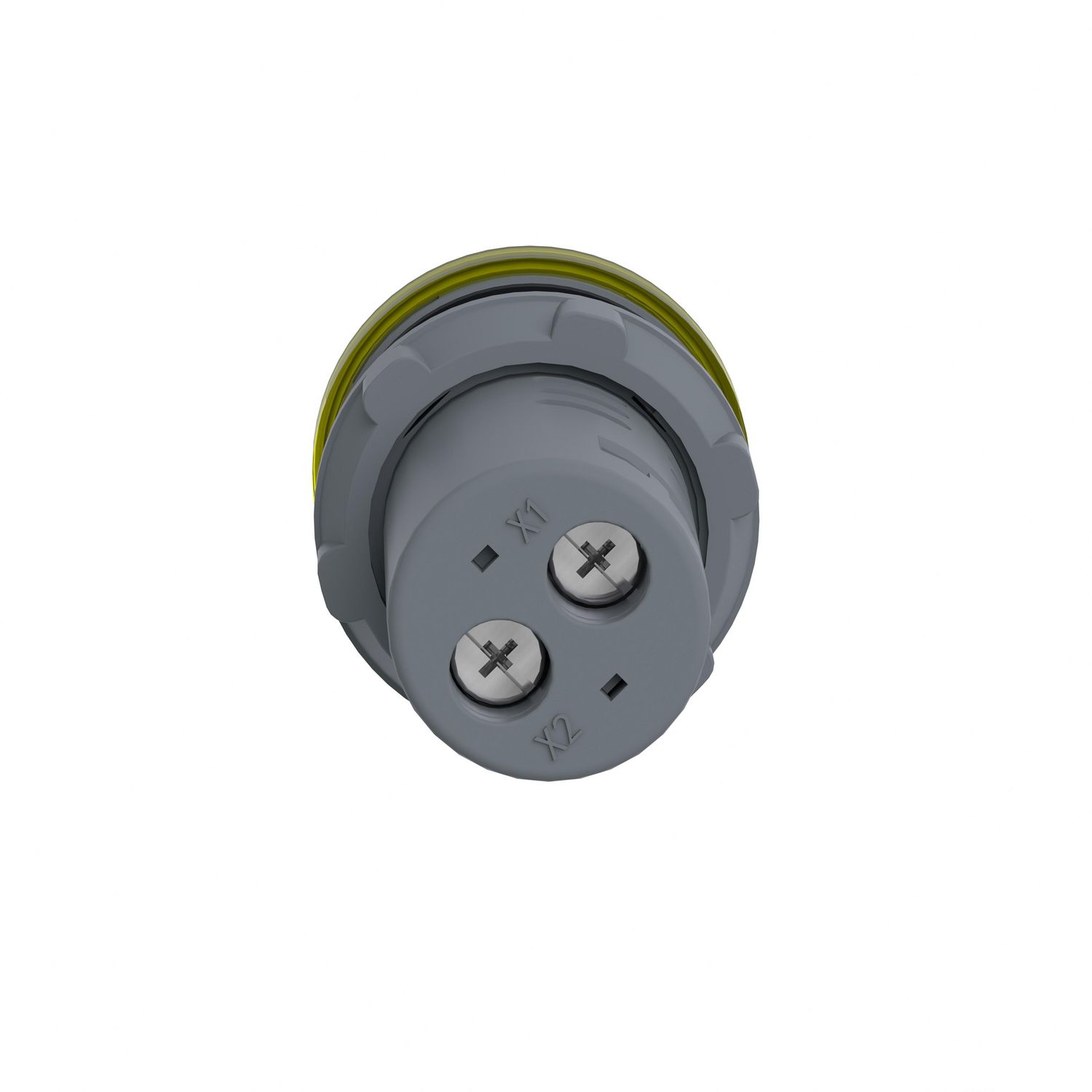 Picture of Monolithic pilot light, Easy Harmony XA2, plastic, yellow, 22mm, integral LED, screw clamp terminals, 12V AC DC