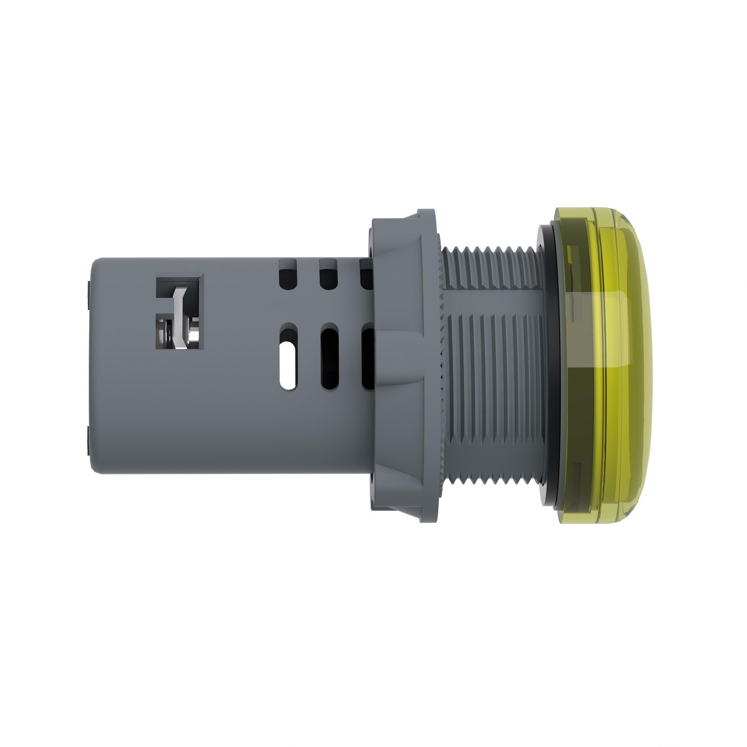 Picture of Monolithic pilot light, Easy Harmony XA2, plastic, yellow, 22mm, integral LED, screw clamp terminals, 12V AC DC