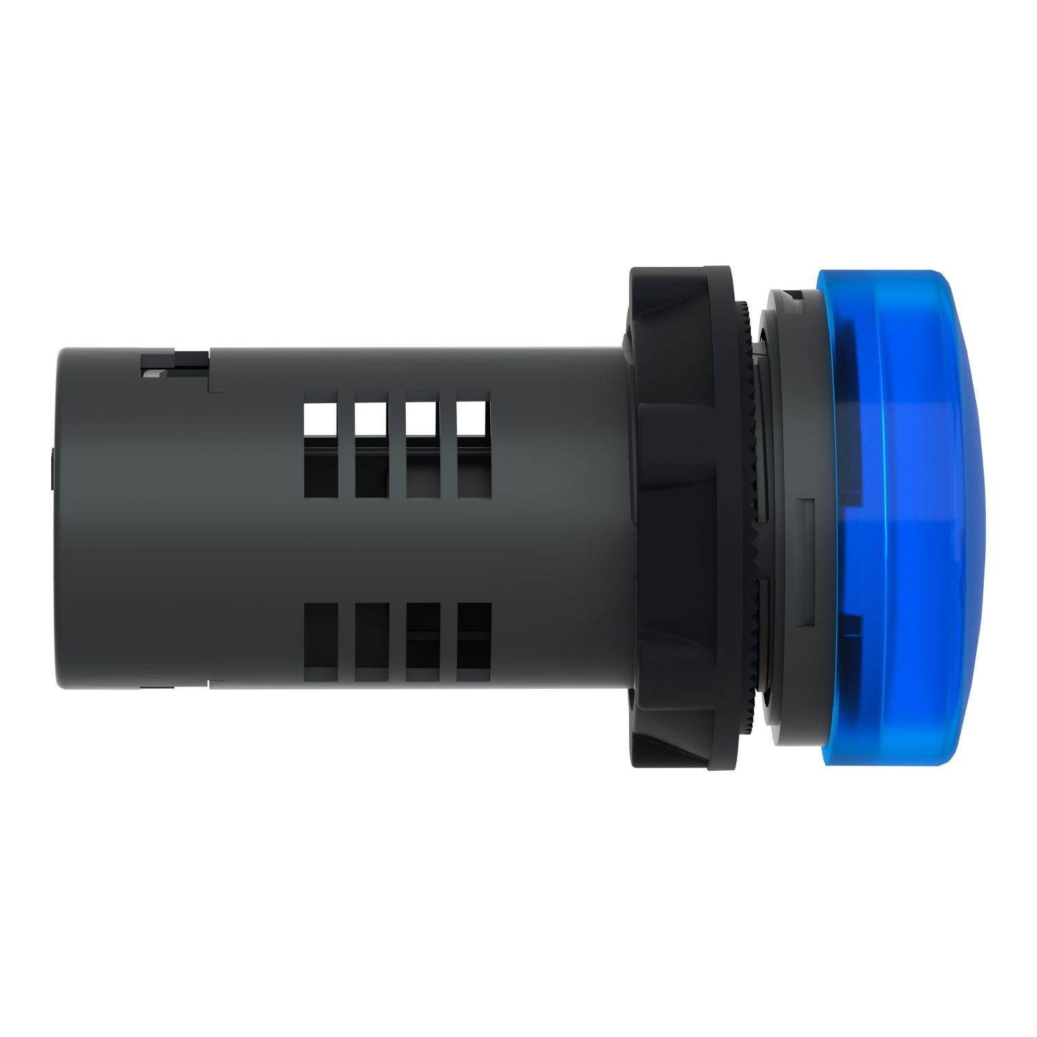 Picture of Monolithic pilot light, Easy Harmony XA2, plastic, blue, 22mm, integral LED, screw clamp terminals, 220V DC