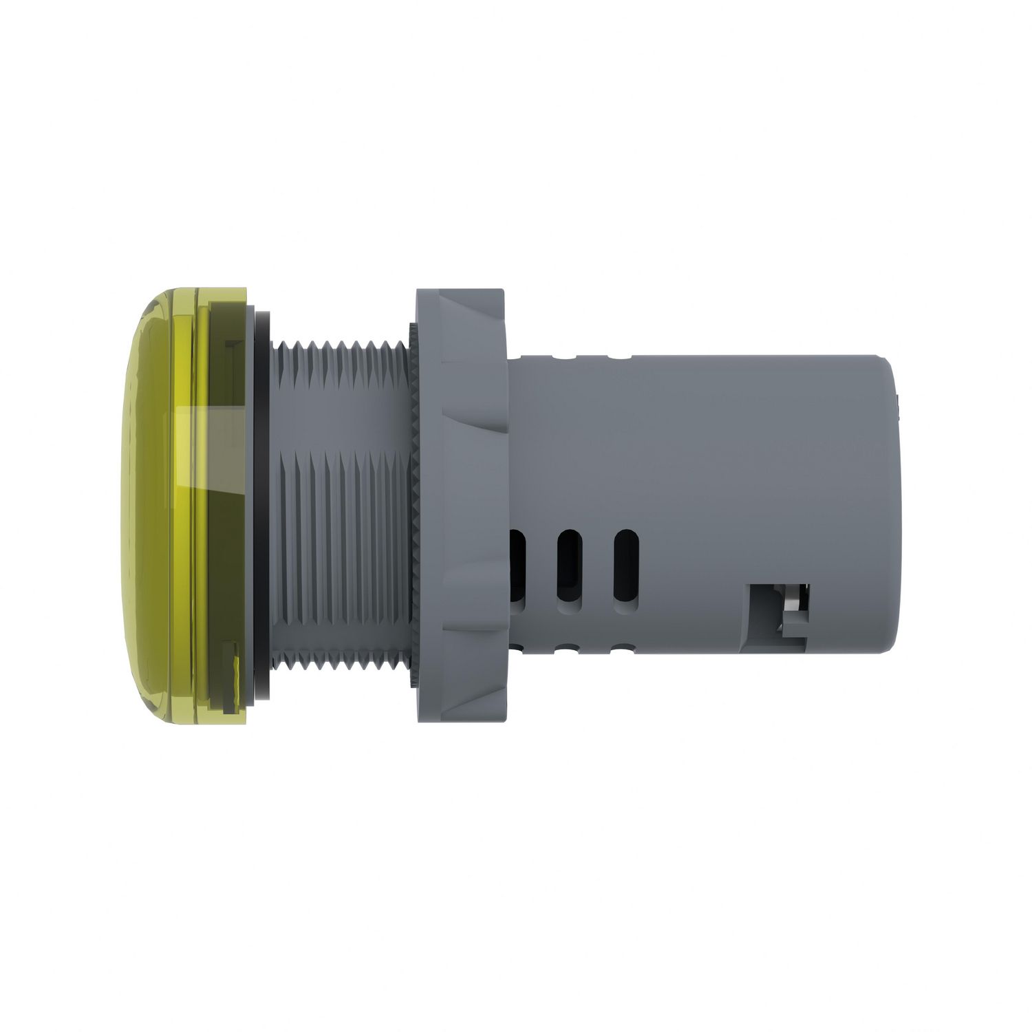 Picture of Monolithic pilot light, Easy Harmony XA2, plastic, yellow, 22mm, integral LED, screw clamp terminals, 220V DC