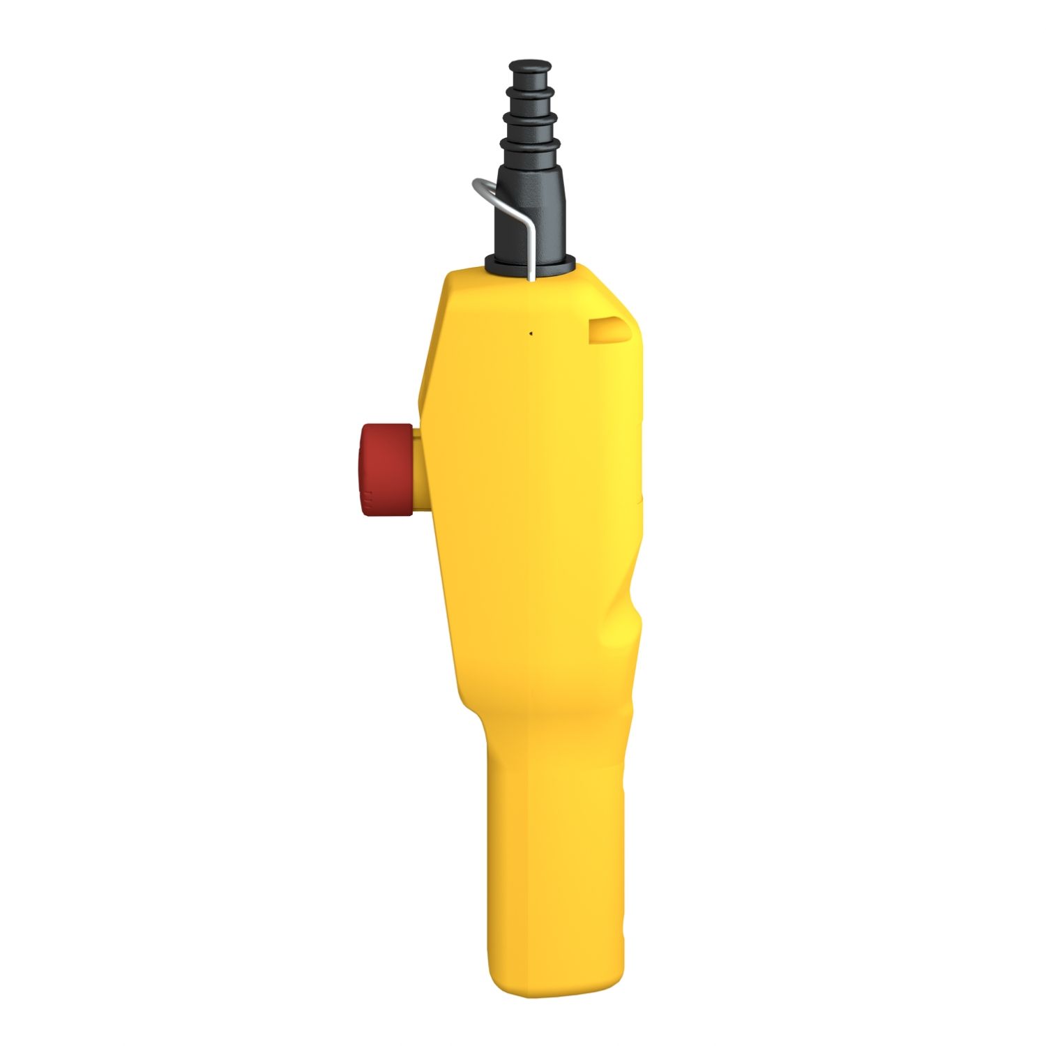 Picture of Pendant control station, Harmony XAC, plastic, yellow, pistol grip, 2 push buttons with 2NO, 1 emergency stop NC
