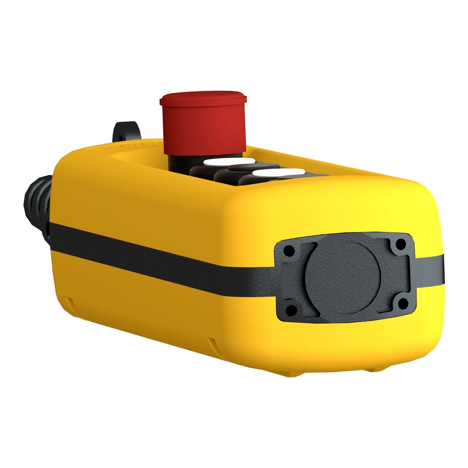 Picture of Pendant control station, Harmony XAC, plastic, yellow, 4 push buttons with 2NO+1NC, 1 emergency stop NC