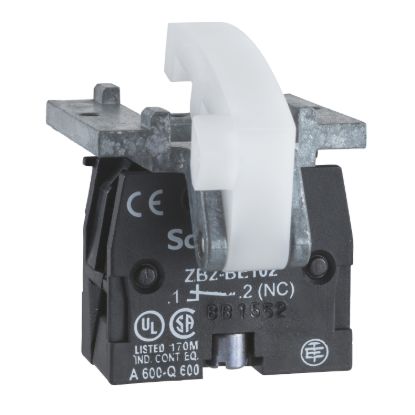 Picture of Single contact block, Harmony XAC, spring return, screw clamp terminal, 1NO+1NC