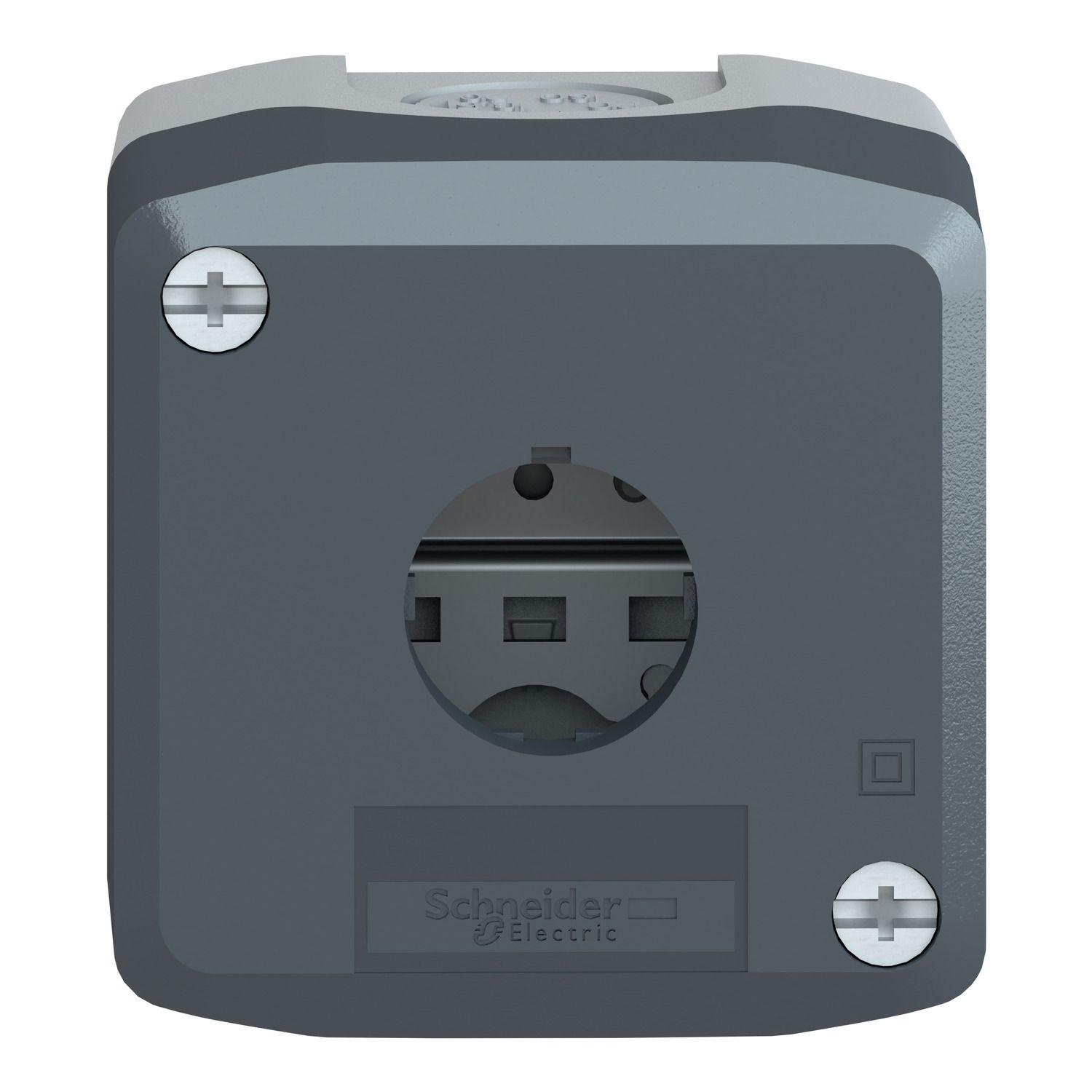 Picture of Empty enclosure, Harmony XALD XALK, plastic, dark grey lid, for push button 22mm, 1 cut out