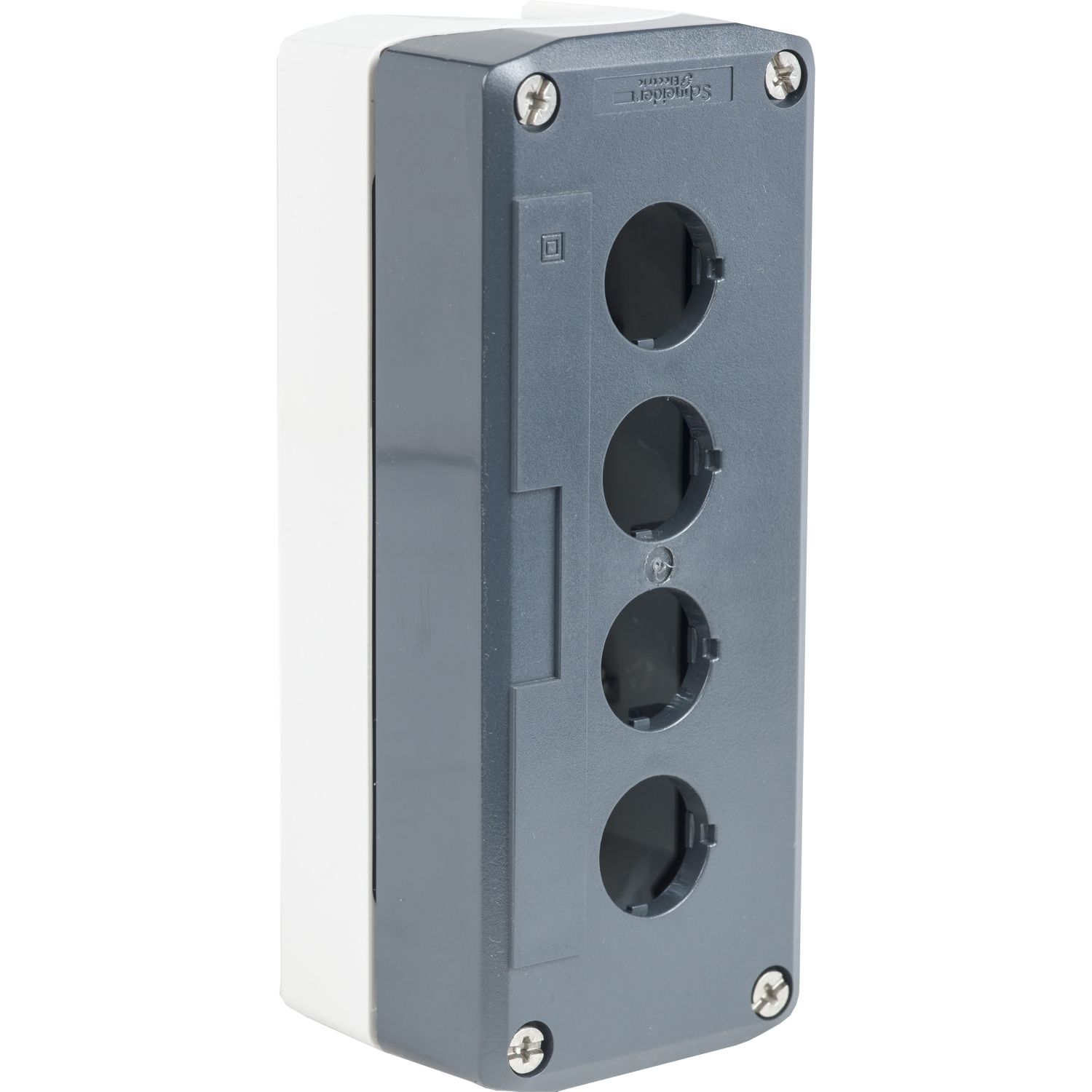 Picture of Empty control station, Harmony XALD, XALK, plastic, dark grey lid, light grey base, 4 cut out, UL CSA certified