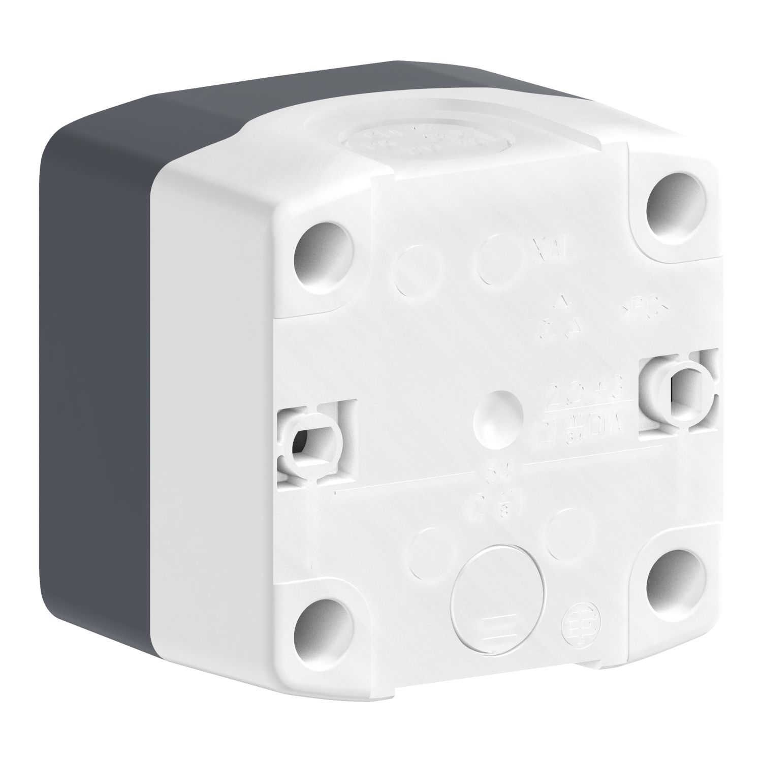 Picture of Control station, Harmony XALD XALK, plastic, dark grey lid, 1 green flush push button Ø22, spring return, marked START, 1 NO