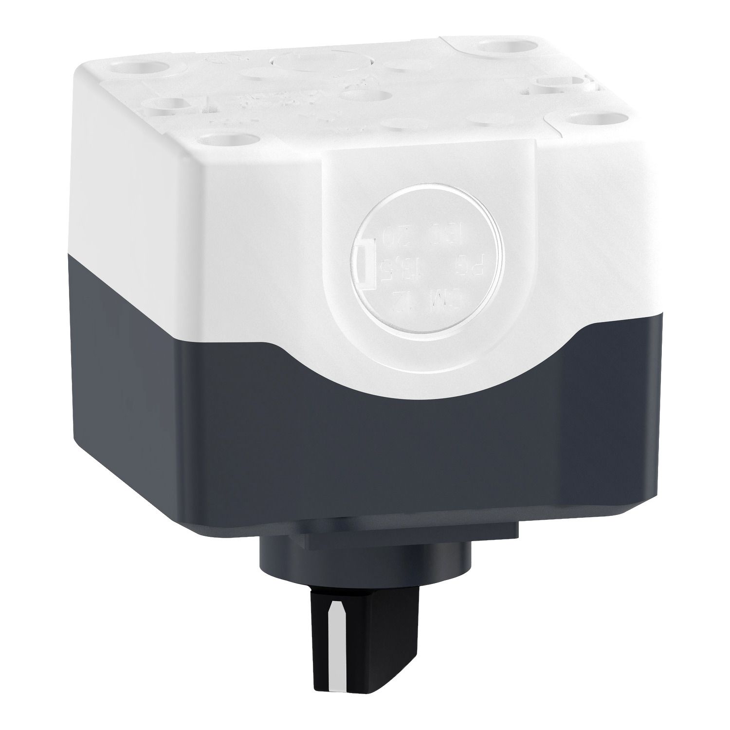 Picture of Control station, Harmony XALD XALK, plastic, dark grey lid, 1 selector switch, standard handle 22mm, 1NO