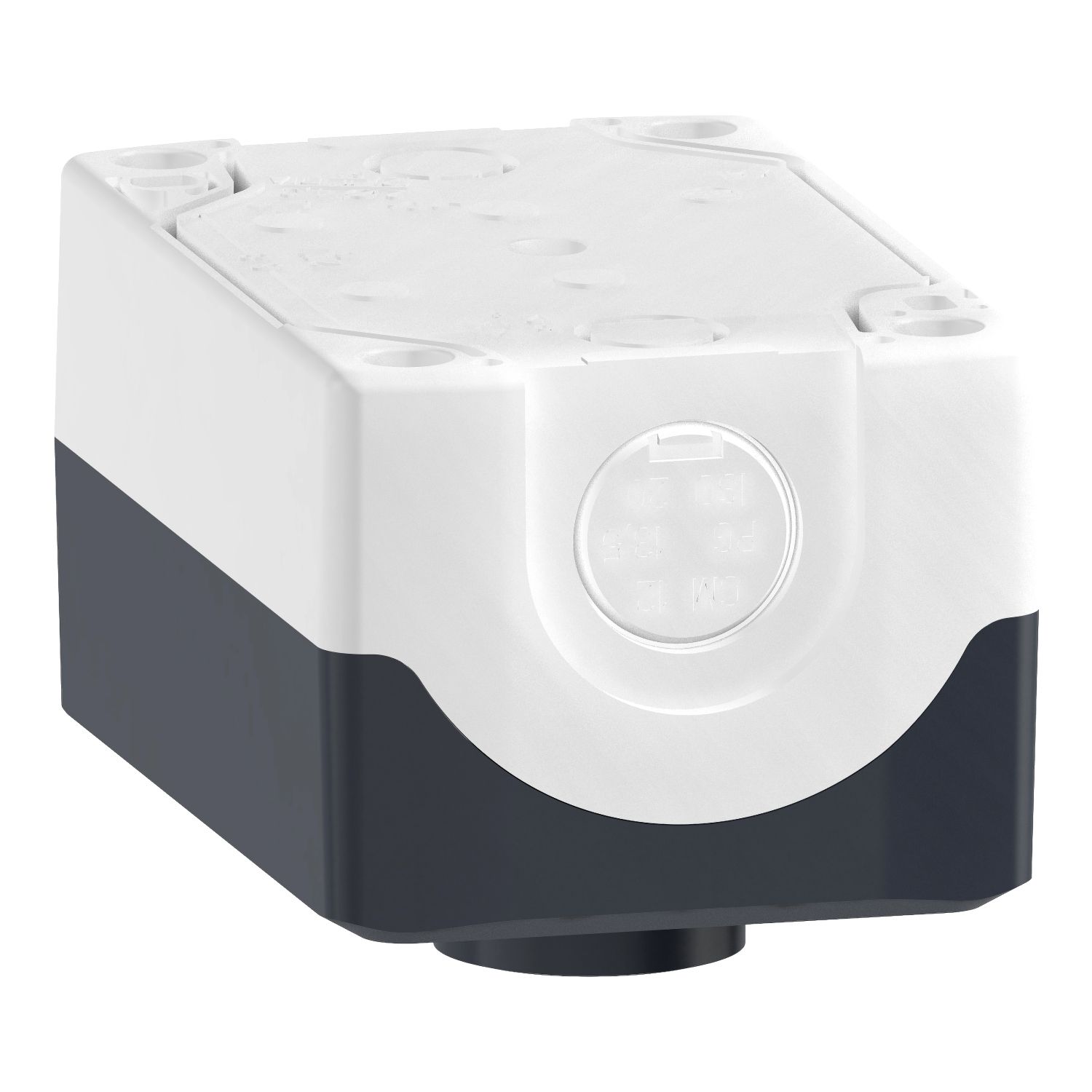 Picture of Control station, Harmony XALD XALK, plastic, dark grey lid, 2 flush push buttons 22mm, marked START STOP, 1NO+1NC