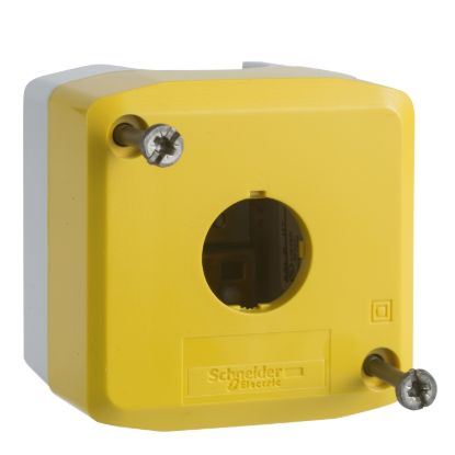 Picture of Empty enclosure, Harmony XALD XALK, plastic, yellow lid for push button 22mm, 1 cut out