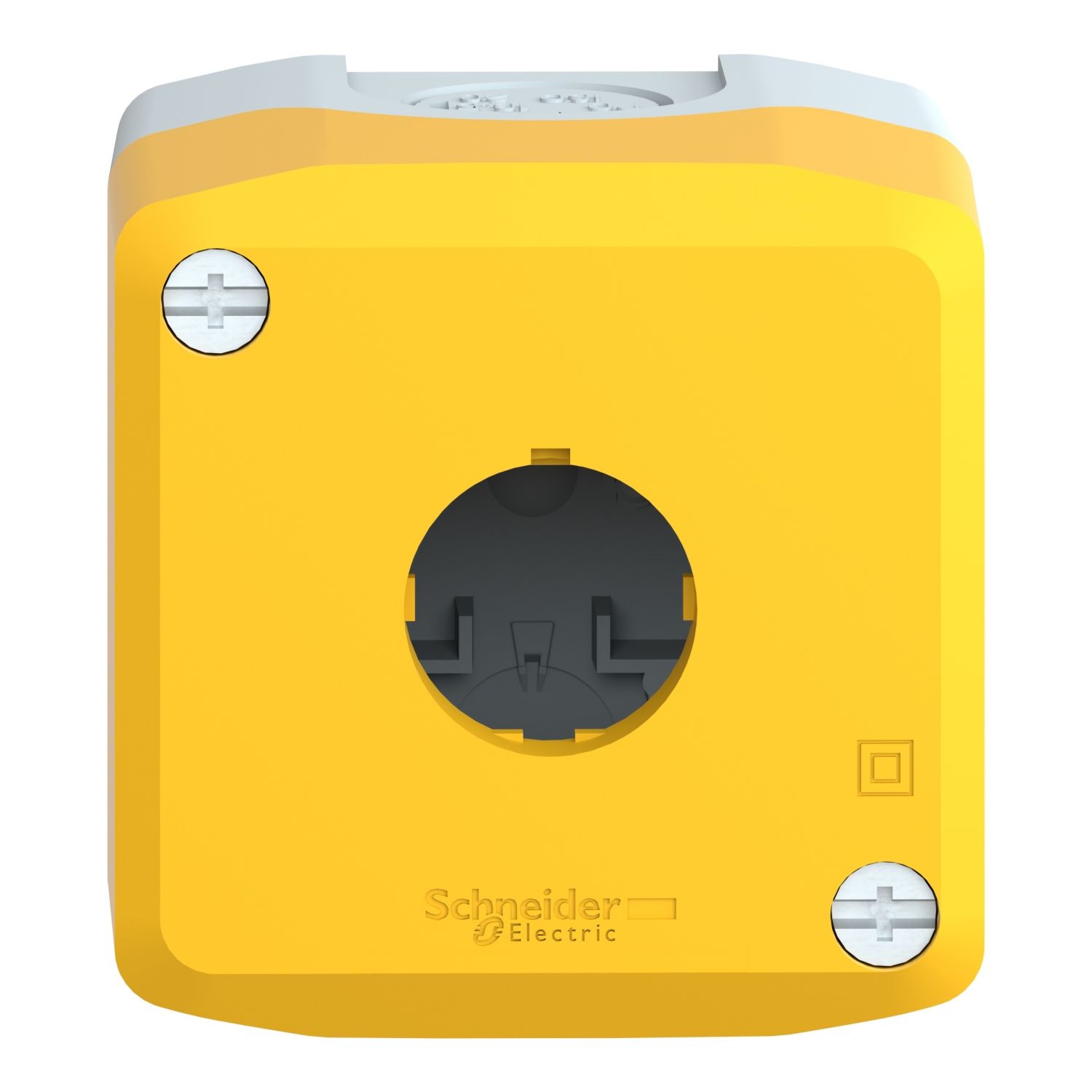 Picture of Empty enclosure, Harmony XALD XALK, plastic, yellow lid for push button 22mm, 1 cut out