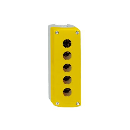 Picture of Empty control station, Harmony XALD XALK, plastic, yellow, 5 cut-outs, unmarked