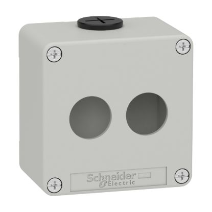 Picture of Die cast empty control station, Harmony XAP, XB2 SL, zinc alloy, grey, M20, 2 cut outs 22mm, 80x80x51,5mm, UL cULus