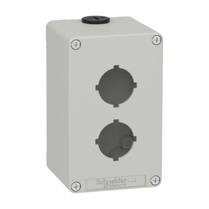 Picture of Empty control station, Harmony XAP, XB2 SL, zinc alloy, grey, M20, 2 cut outs 30mm with notches, 80x130x77mm, UL cULus
