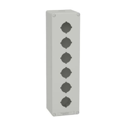 Picture of Empty control station, Harmony XAP, XB2 SL, aluminium, grey, M32, 6 cut outs 30mm with notches, 80x310x77mm