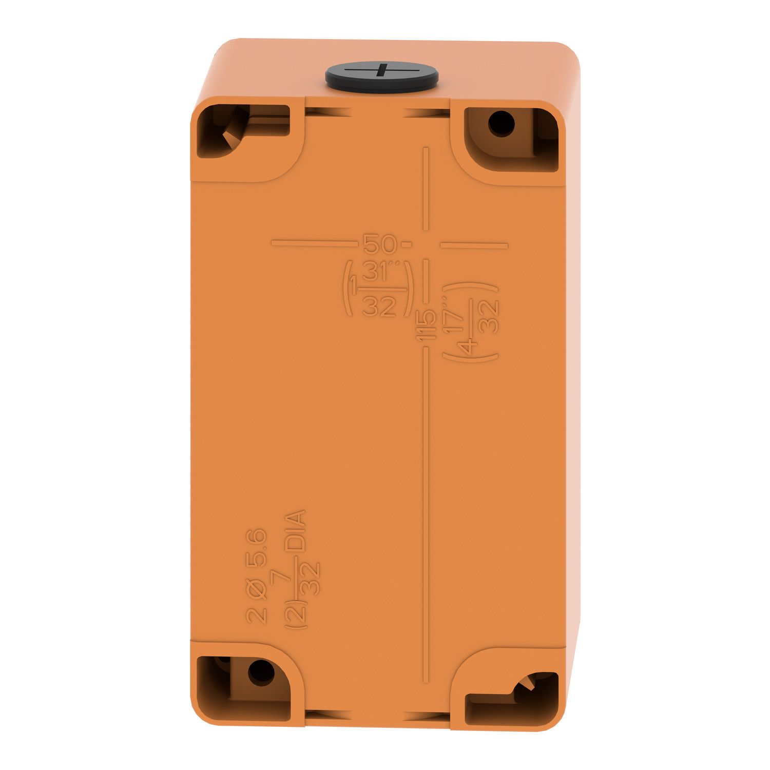 Picture of Empty control station, Harmony XAP, XB2 SL, zinc alloy, orange, M20, 2 cut outs 30mm with notches, 80x130x77, UL cULus