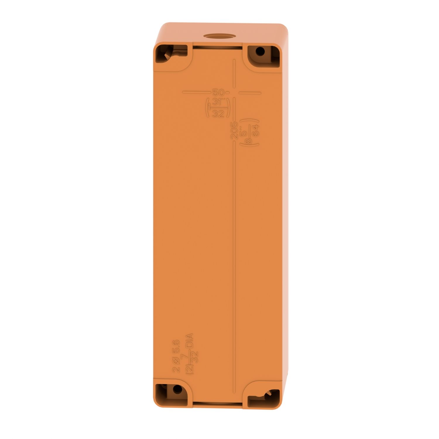 Picture of Empty control station, Harmony XAP, XB2 SL, zinc alloy, orange, M25, 4 cut outs 30mm with notches, 80x220x77mm