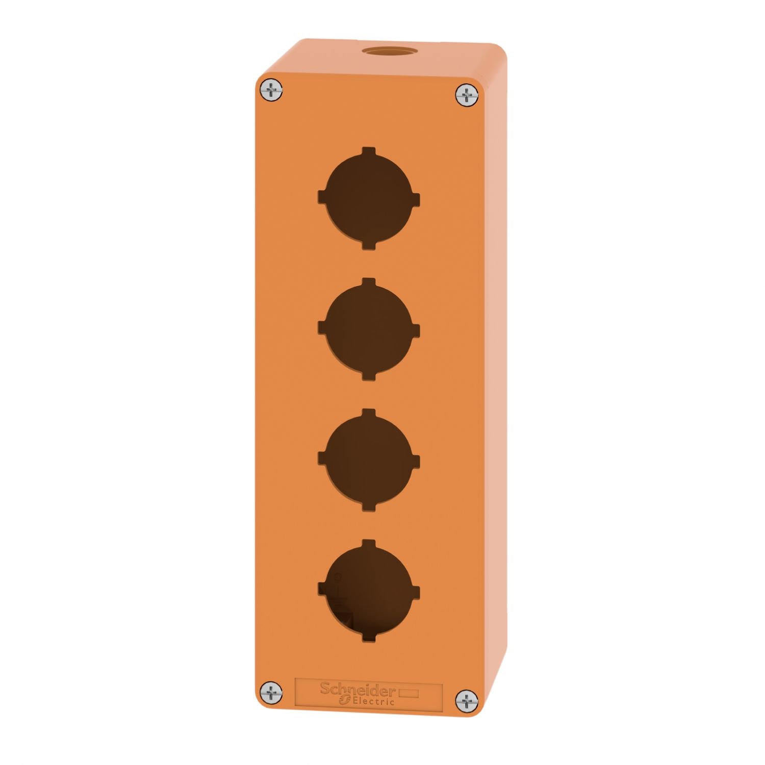 Picture of Empty control station, Harmony XAP, XB2 SL, zinc alloy, orange, M25, 4 cut outs 30mm with notches, 80x220x77mm