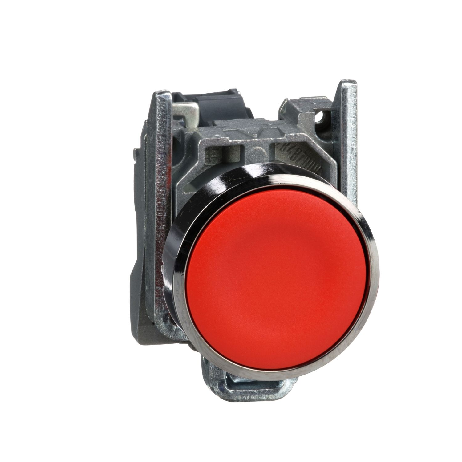 Picture of Push button, Harmony XB4, metal, flush, red, 22mm, spring return, unmarked, 1NC