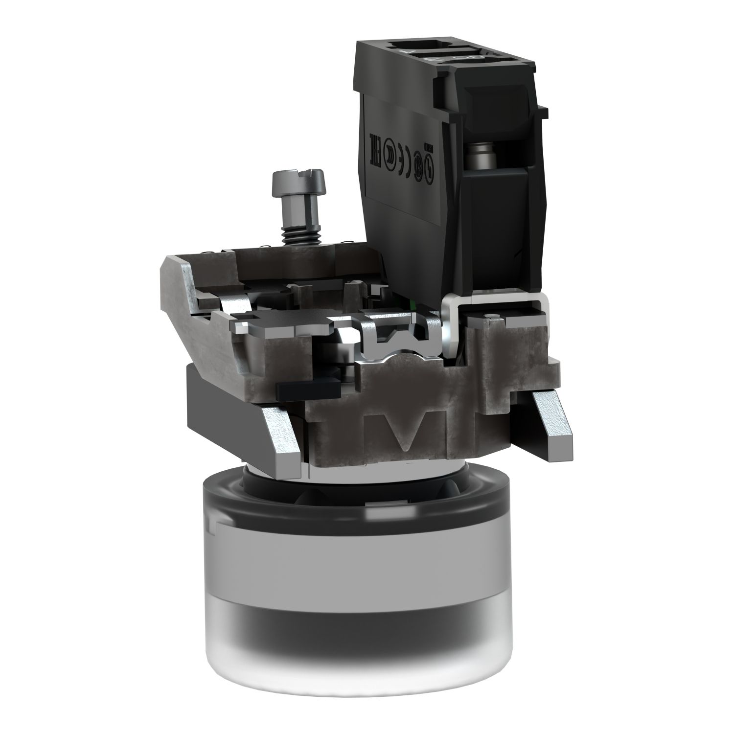 Picture of Push button, Harmony XB4, metal, projecting, black, 22mm, spring return, booted, unmarked, 1NO