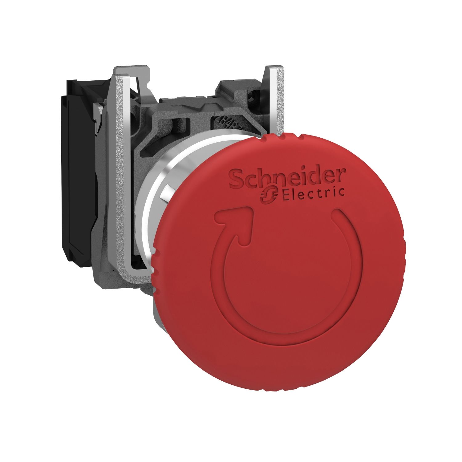 Picture of Emergency switching off push button, Harmony XB4, metal, red mushroom 40mm, 22mm, trigger latching turn to release, 1NC