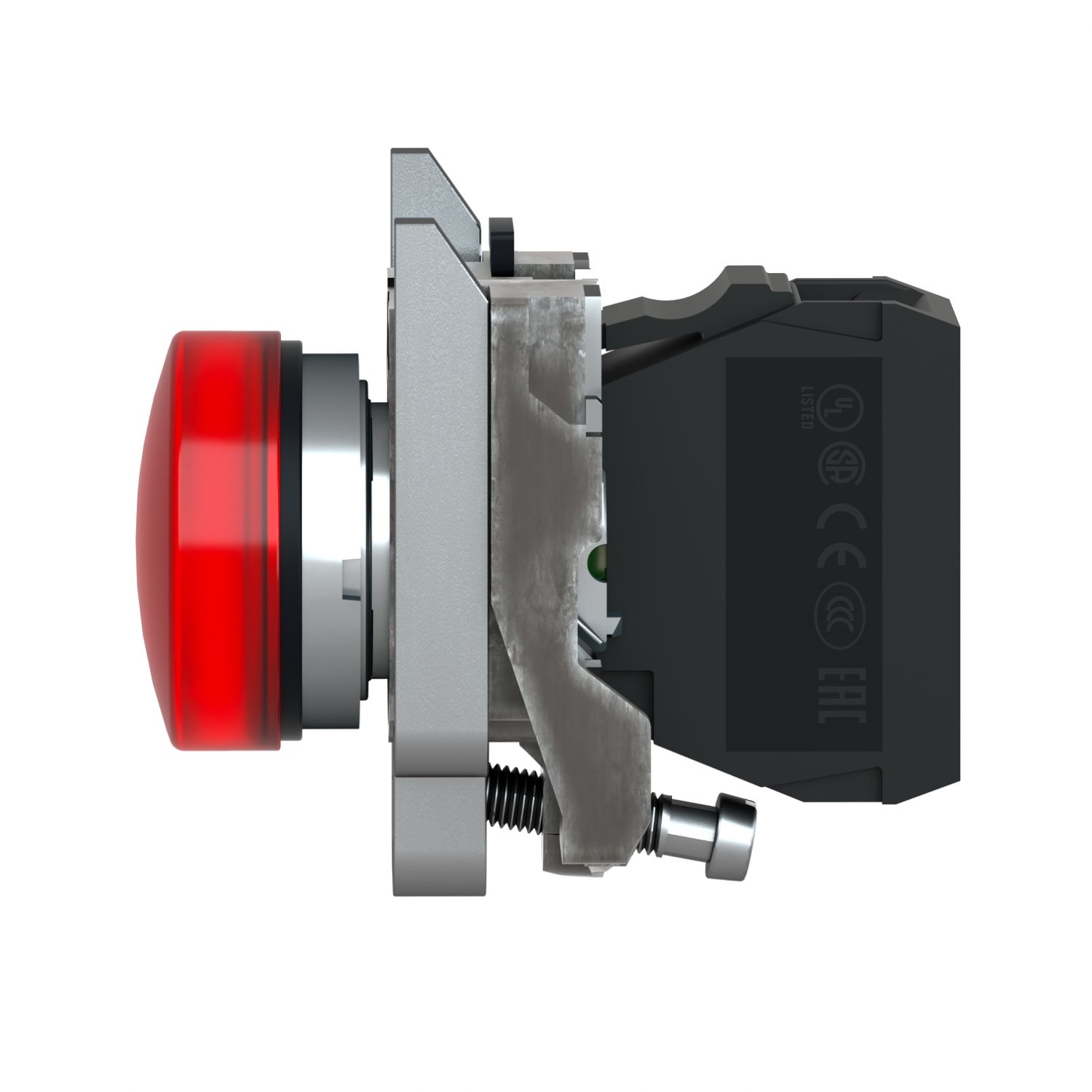 Picture of Pilot light, Harmony XB4, grey plastic, red, 22mm, universal LED, plain lens, 24V AC DC