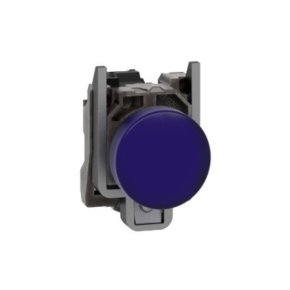 Picture of Pilot light, Harmony XB4, grey plastic, blue, 22mm, universal LED, plain lens, 24V AC DC