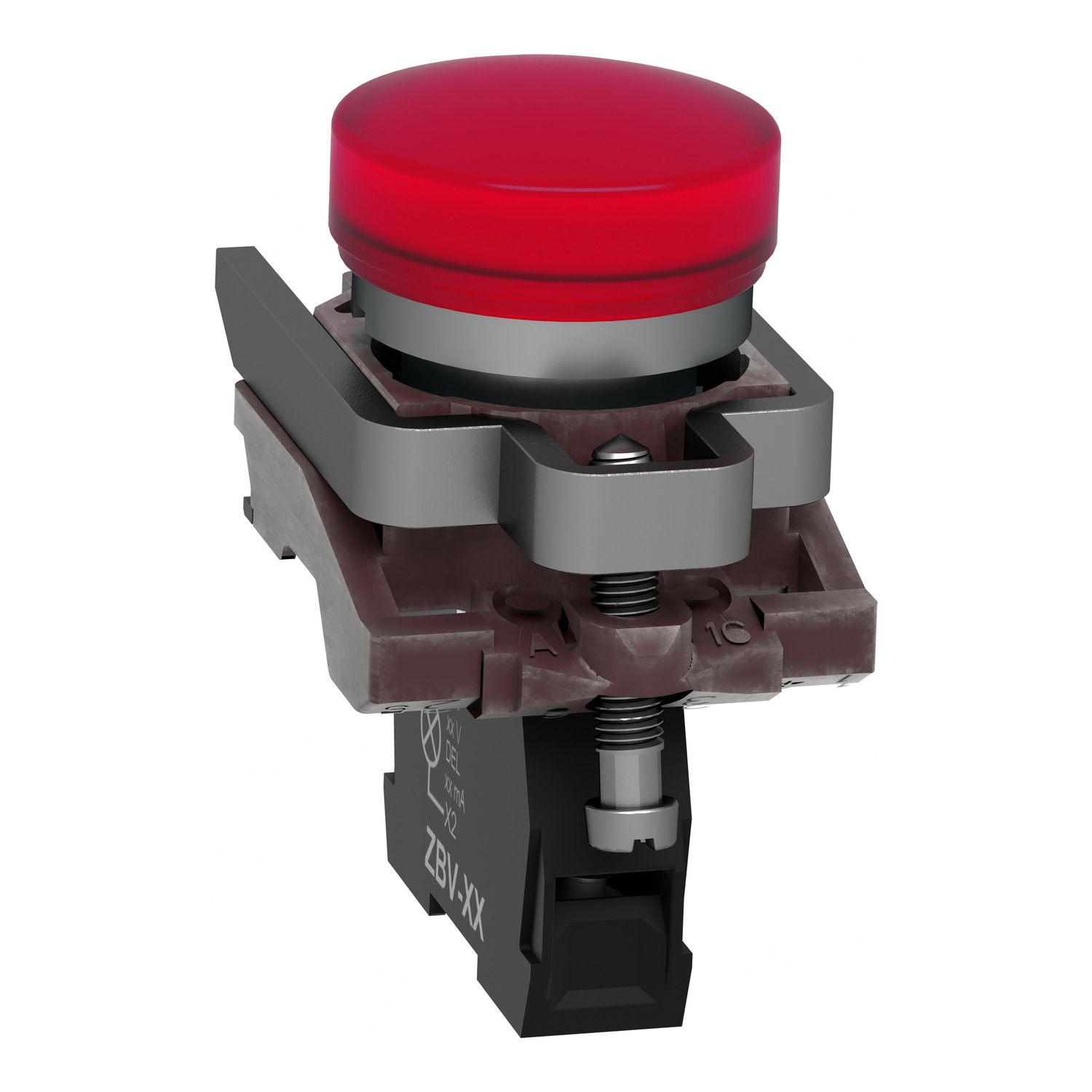 Picture of Pilot light, Harmony XB4,metal, red, 22mm, universal LED, plain lens, 110...120V AC