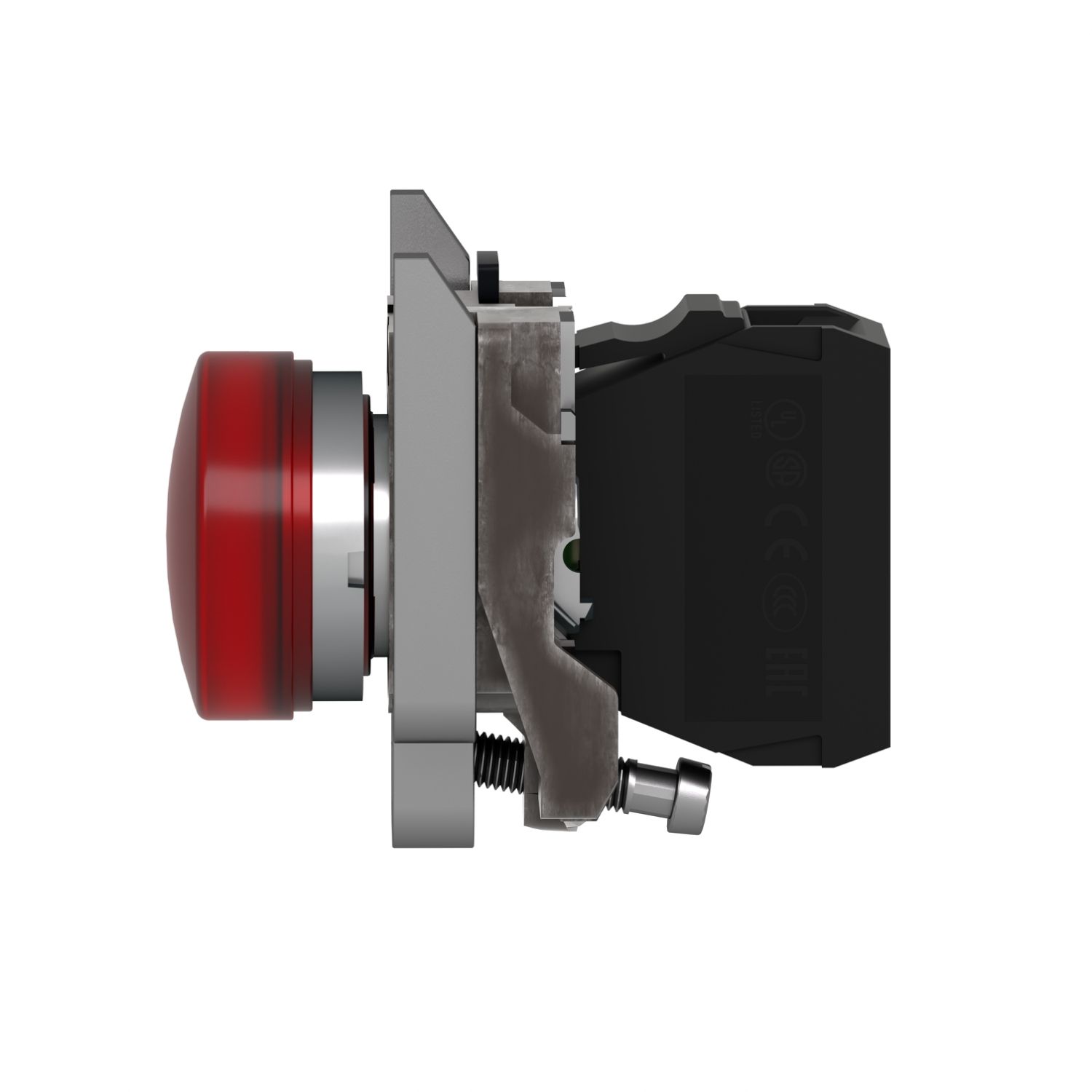 Picture of Pilot light, Harmony XB4, grey plastic, red, 22mm, universal LED, plain lens, 230...240V AC