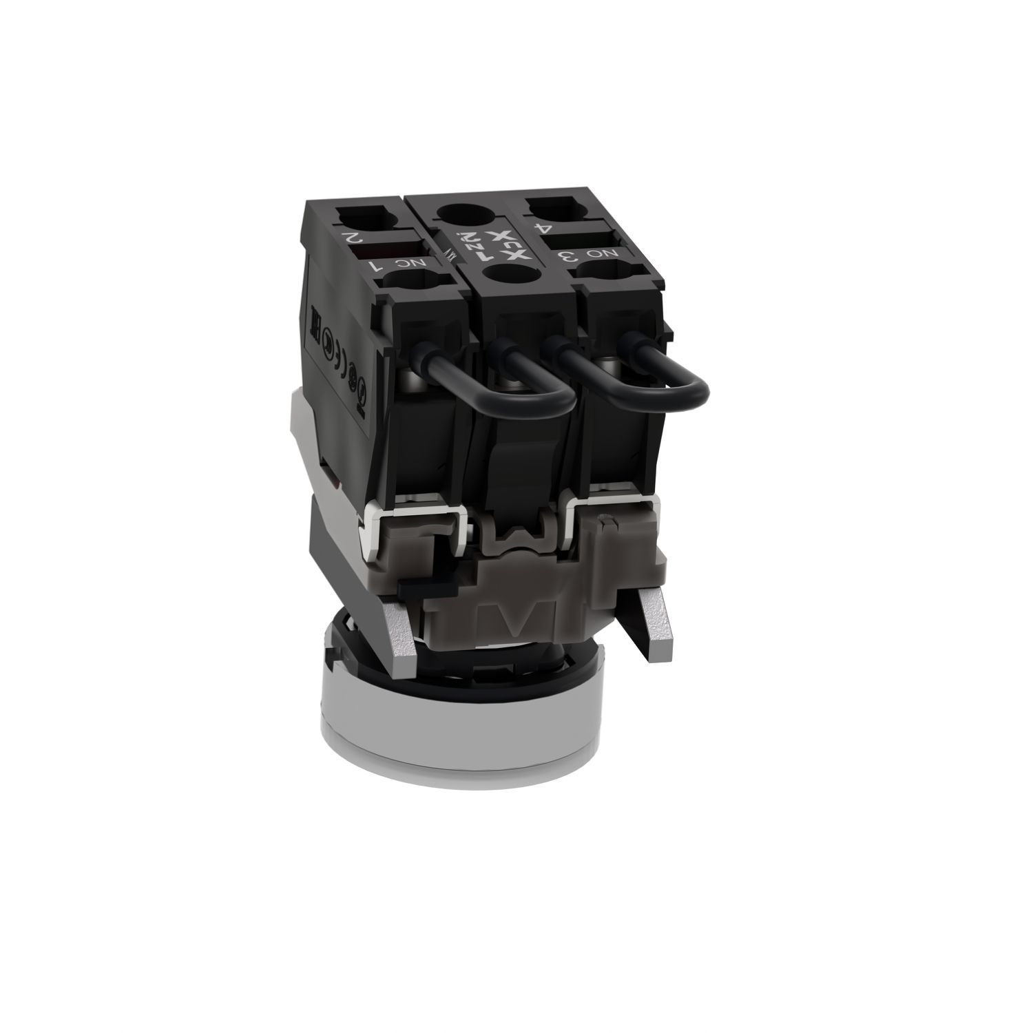 Picture of Push-to-test pilot light, Harmony XB4, metal, white, universal LED, screw clamp terminals, 110...120V