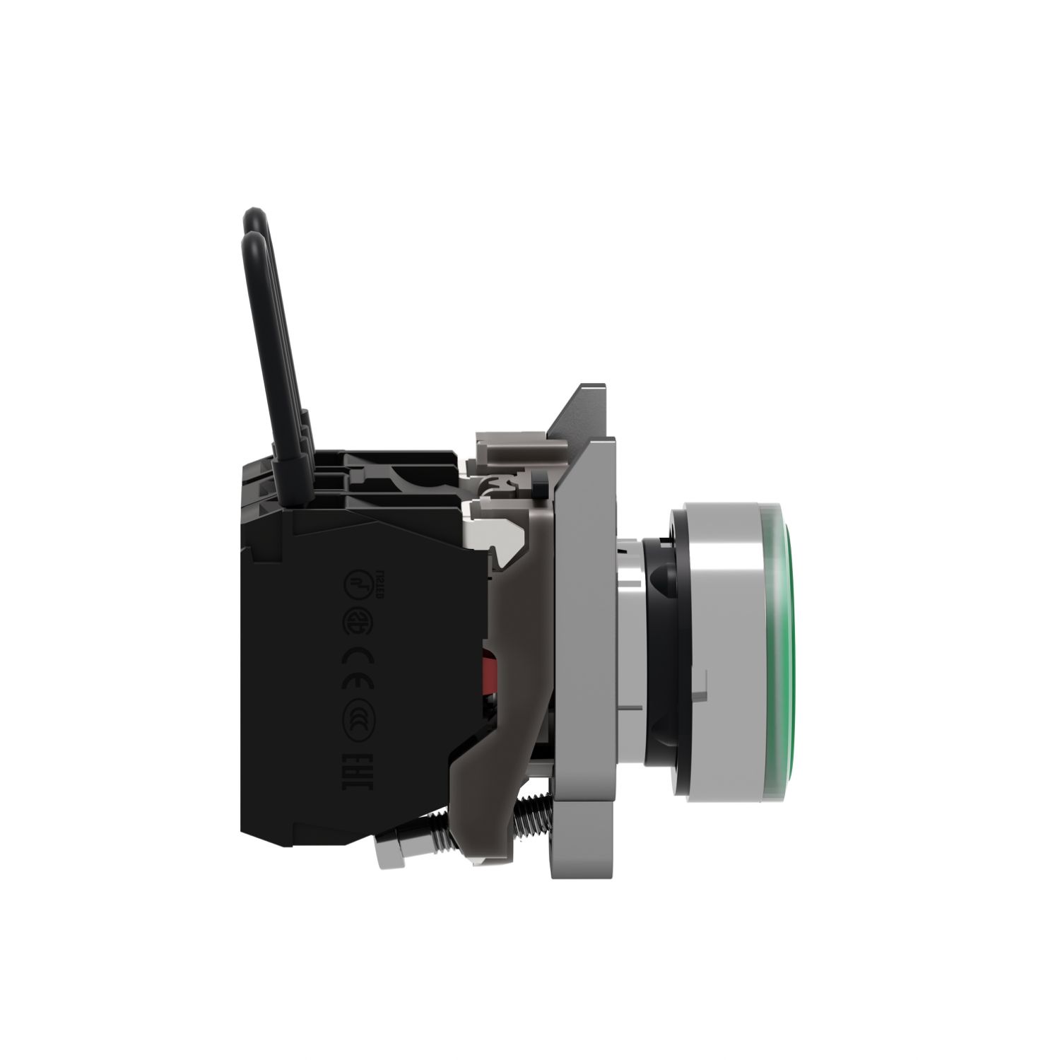 Picture of Push to test pilot light, Harmony XB4, metal, green, 22mm, universal LED, 24V