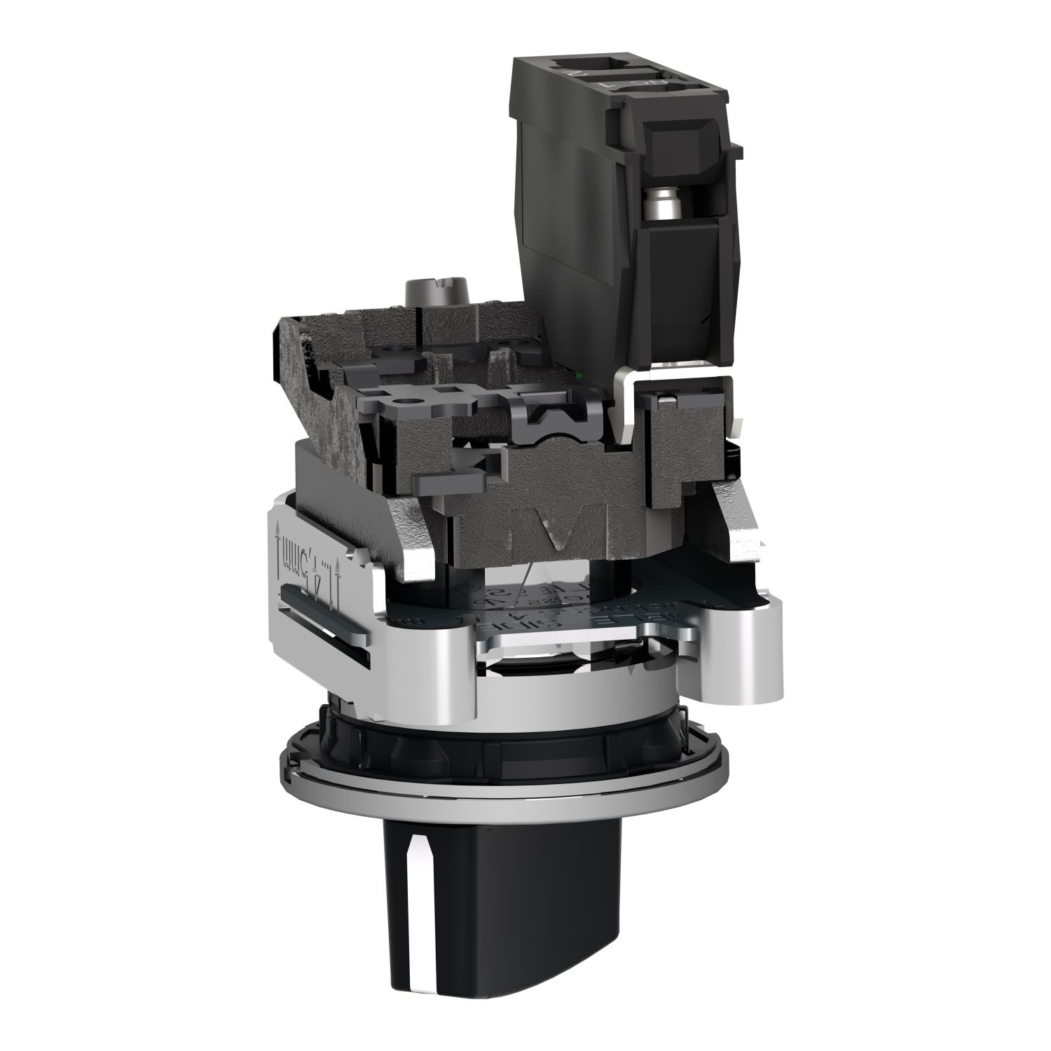 Picture of Selector switch flush mounted, Harmony XB4, metal, black, 30mm, 2 positions, stay put, 1NO