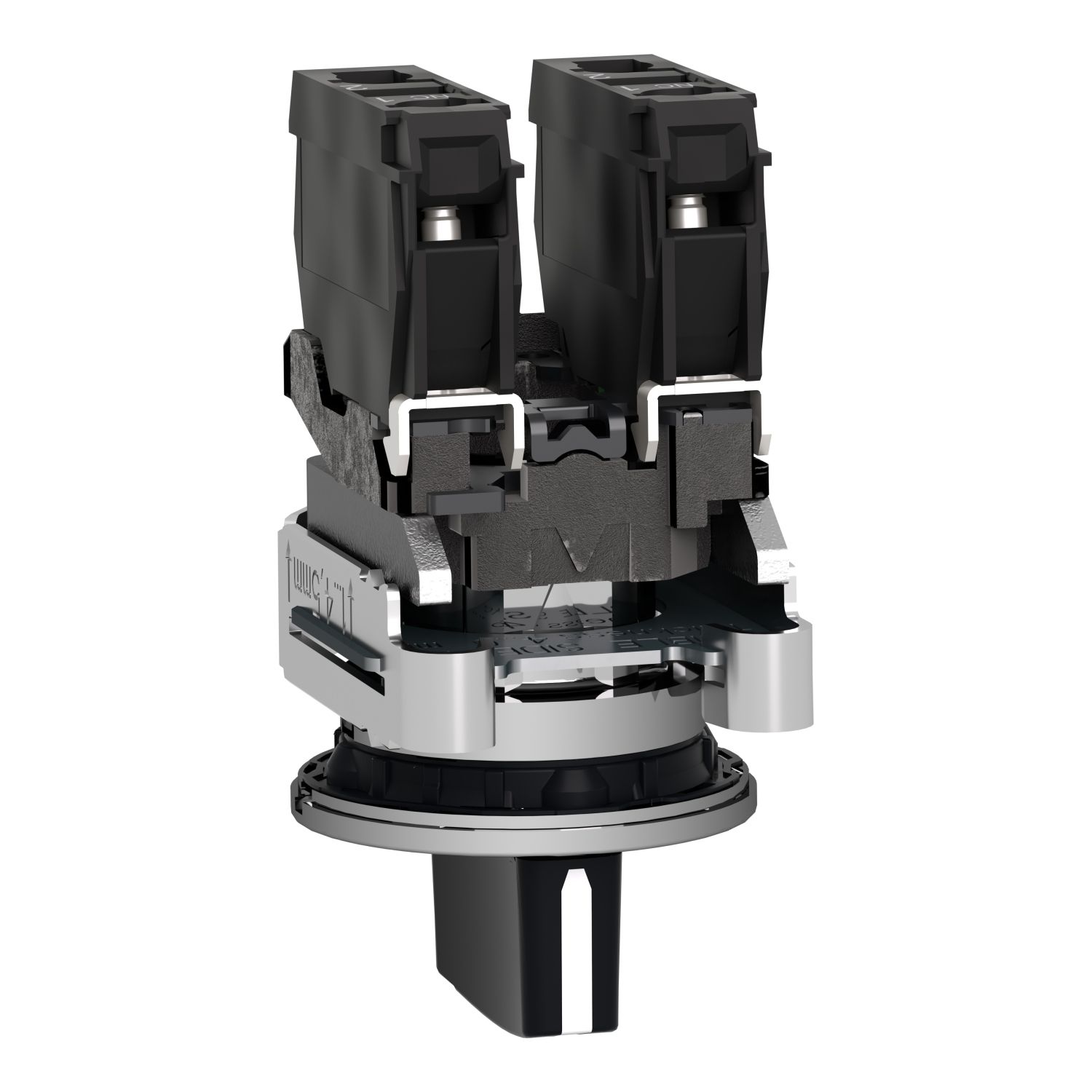 Picture of Selector switch flush mounted, Harmony XB4, metal, black, 30mm, 3 positions, stay put, 2NO