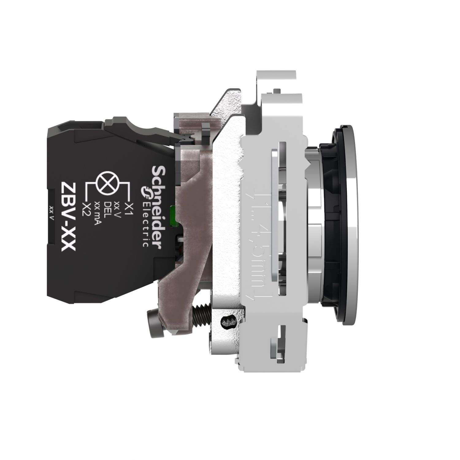Picture of Pilot light, Harmony XB4,metal, red flush mounted, 30mm, universal LED, plain lens, 24V AC DC
