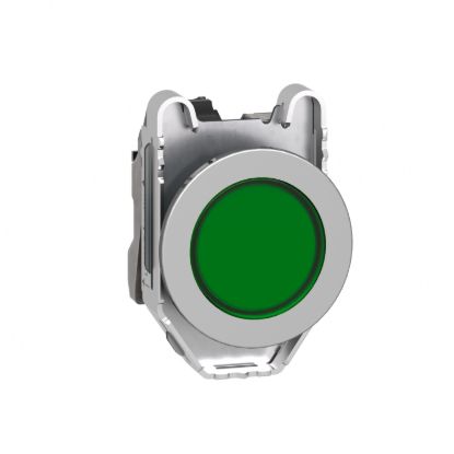 Picture of Pilot light, Harmony XB4,metal, green flush mounted, 30mm, universal LED, plain lens, 110...120V AC