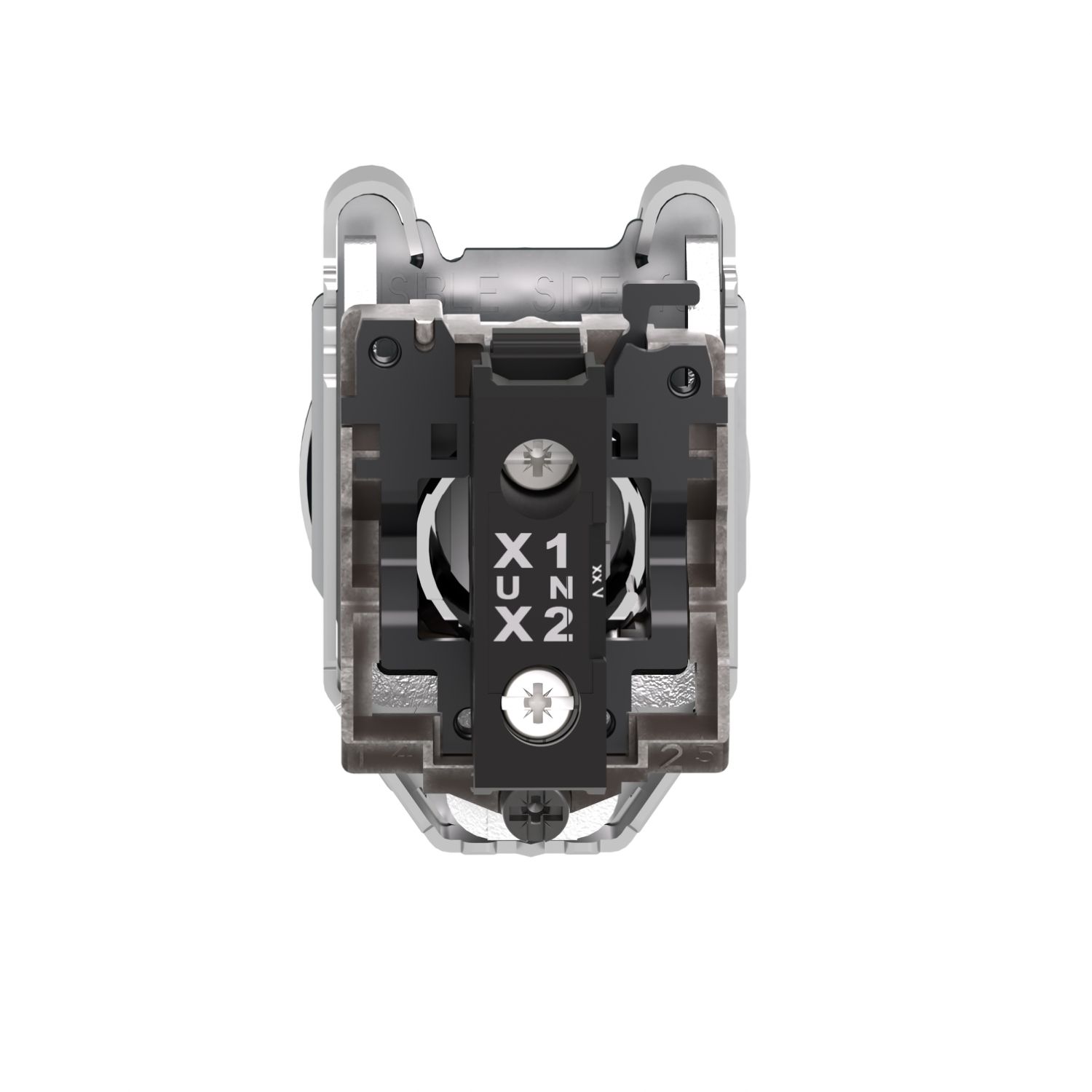 Picture of Pilot light, Harmony XB4,metal, blue flush mounted, 30mm, plain lenswith universal LED, 110…120V AC