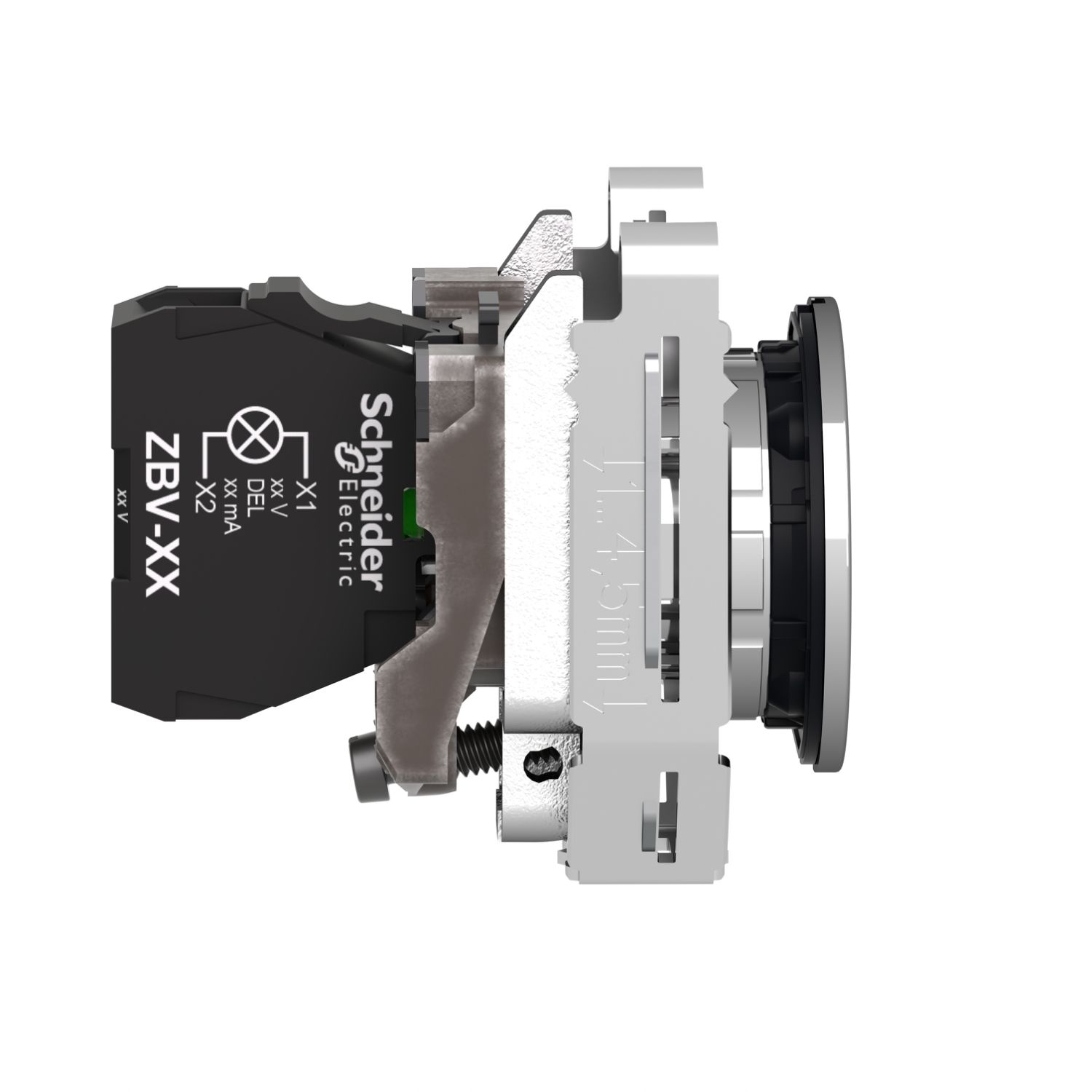 Picture of Pilot light, Harmony XB4,metal, red flush mounted, 30mm, universal LED, plain lens, 230...240V AC