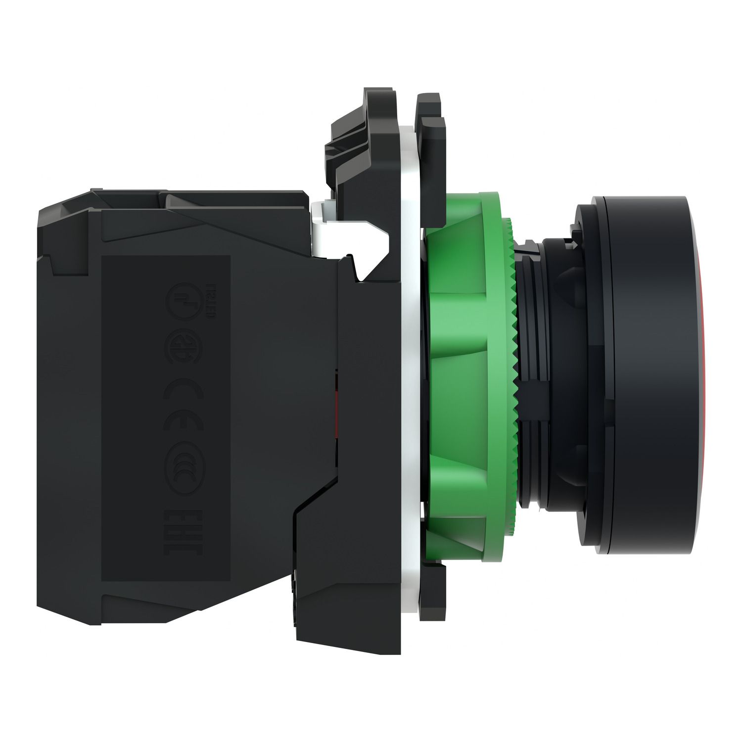 Picture of Push button, Harmony XB5, plastic, flush, red, 22mm, spring return, unmarked, 1NC