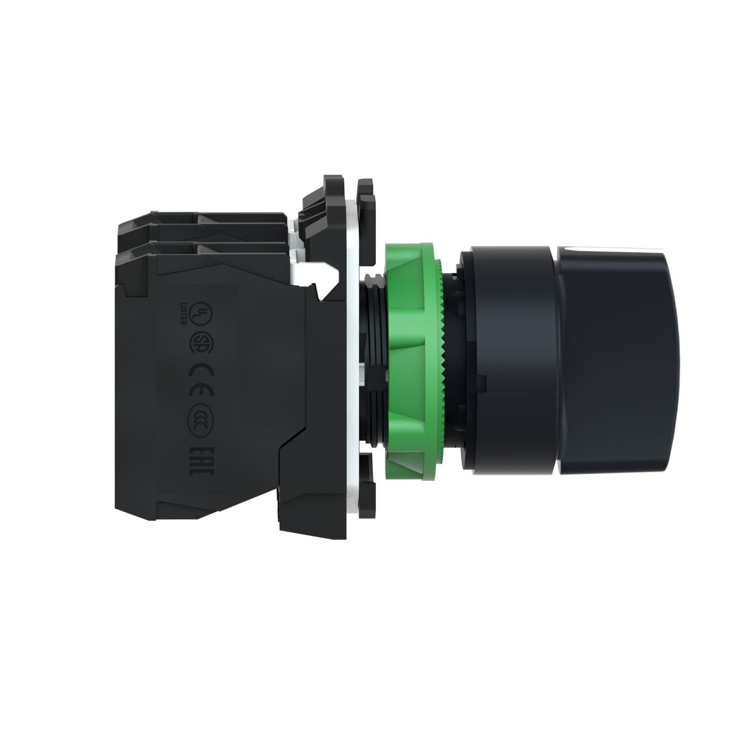 Picture of Selector switch, Harmony XB5, plastic, black, 22mm, 3 positions, stay put, 2 NO