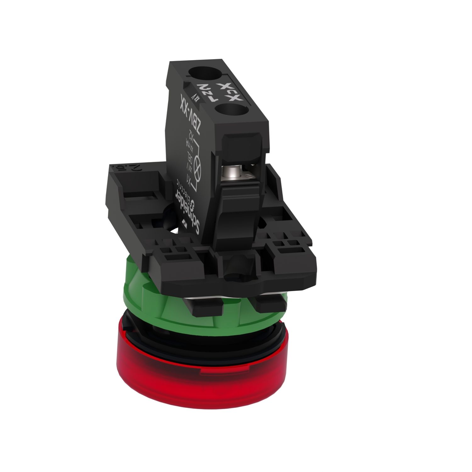 Picture of Pilot light, Harmony XB5, grey plastic, red, 22mm, universal LED, plain lens, 24V AC DC