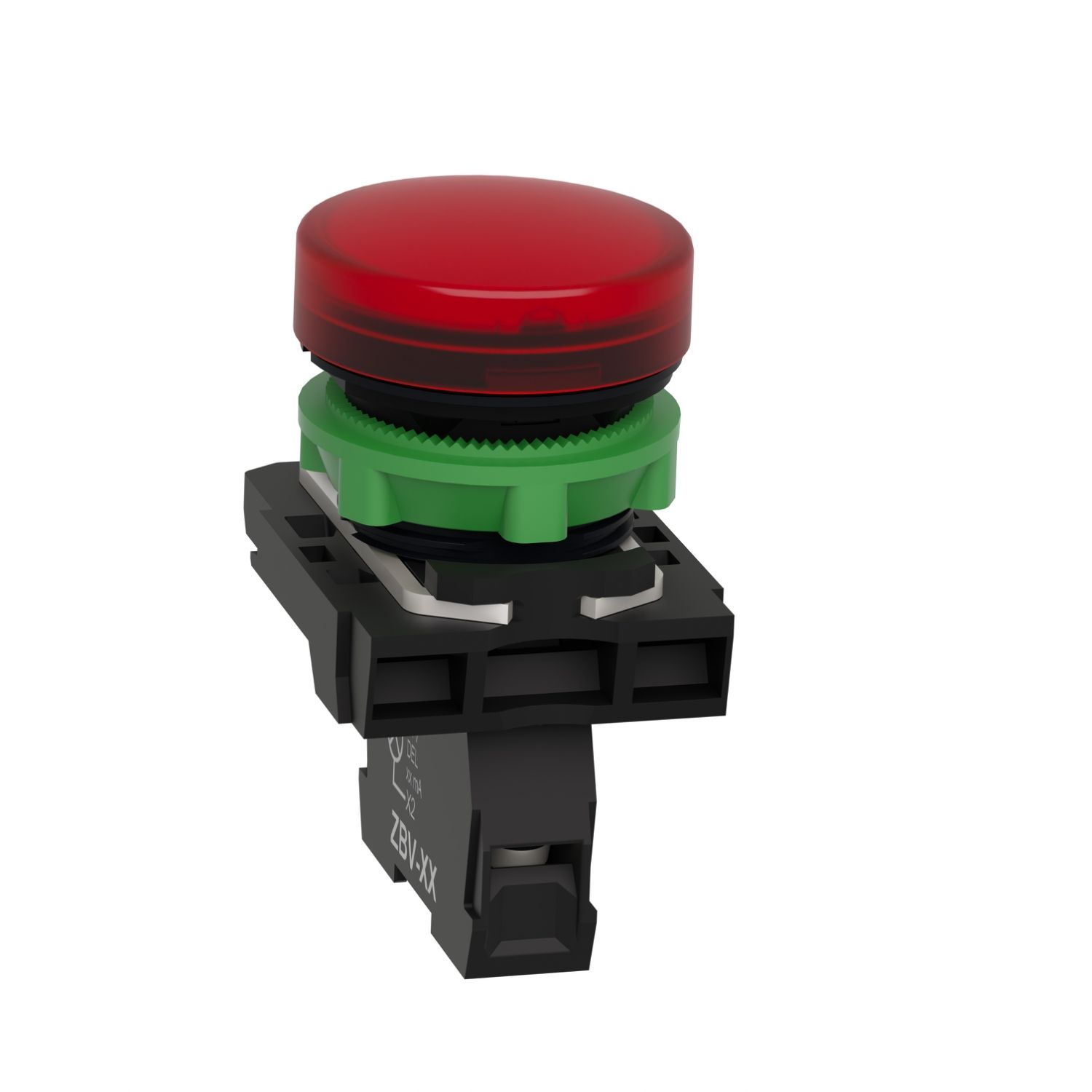Picture of Pilot light, Harmony XB5, grey plastic, red, 22mm, universal LED, plain lens, 230...240V AC