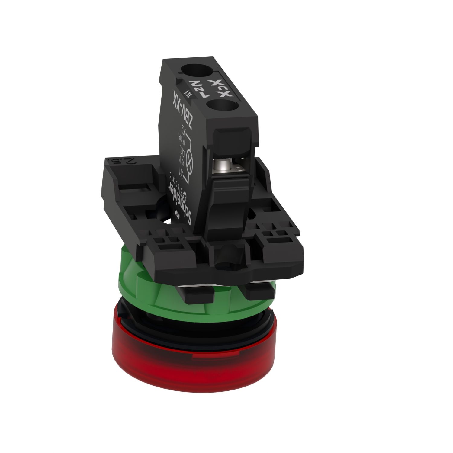 Picture of Pilot light, Harmony XB5, grey plastic, red, 22mm, universal LED, plain lens, 230...240V AC