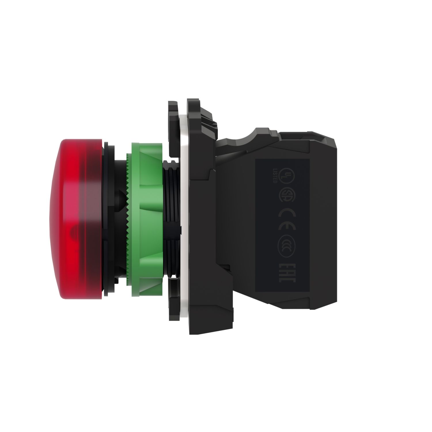 Picture of Pilot light, Harmony XB5, grey plastic, red, 22mm, universal LED, plain lens, 230...240V AC